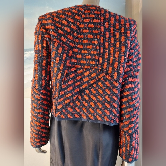 *$2,500 OSCAR DE LA RENTA PICASSO EXCLUSIVE TWEED SILK LINED RUNWAY JACKET US 12 - Picture 10 of 15